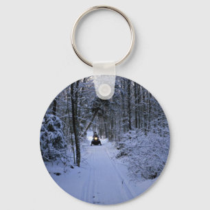 Snowmobiling efter ny snowfallvinter nyckelring
