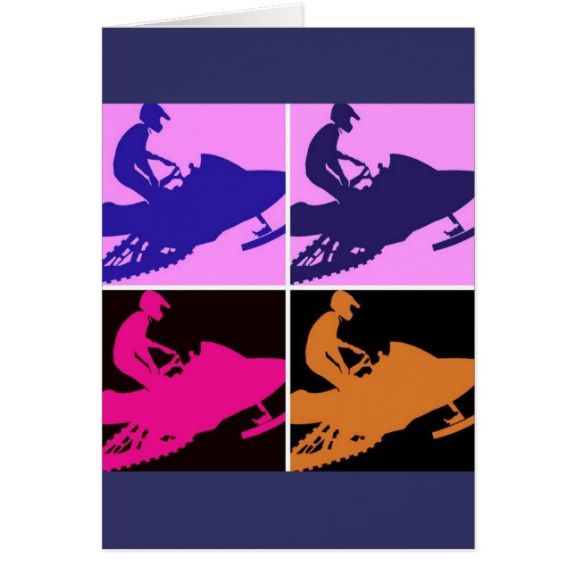 Snowmobiling Pop Art Hälsningskort (Framsidan)