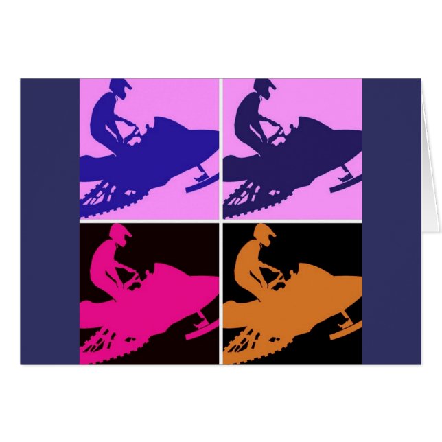 Snowmobiling Pop Art Hälsningskort (Framsidan Horizontal)