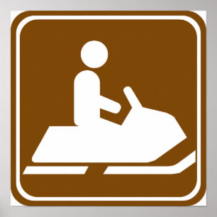 Snowmobiling Trail Highway-tecken Poster
