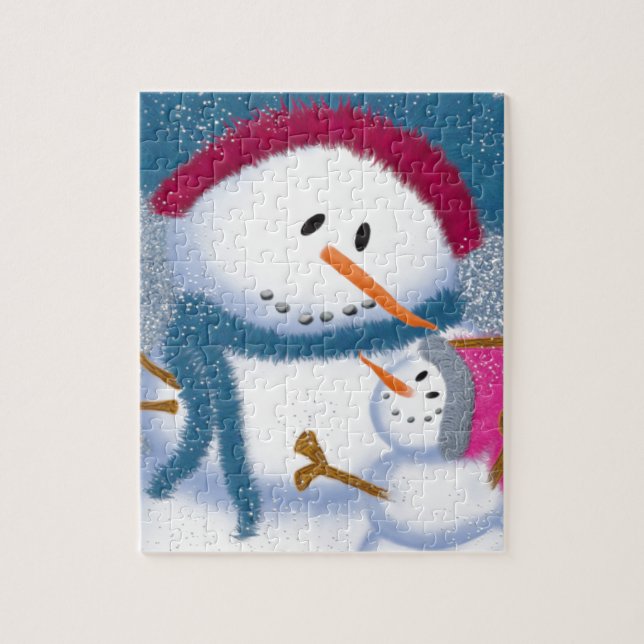 SnowMomma och SnowGirl Illustration Pussel (Vertikal)