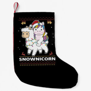 Snownicorn Unicorn Lama jul Winter Animals A Liten Julstrumpa
