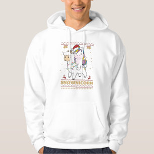 Snownicorn Unicorn Lama jul Winter Animals Hoodie