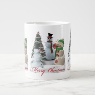 SnowPals God Jul röd skrift Jumbo Mugg