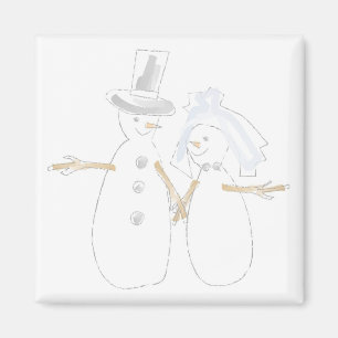 Snowpeople Bride and Groom Magnet