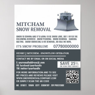 Snowplow, Snö Removal Company Advertising Poster