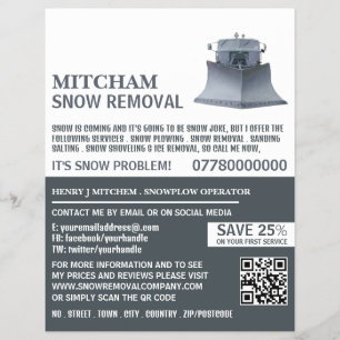 Snowplow, Snö Removal Company Advertising Reklamblad