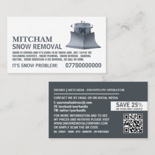 Snowplow, Snö Removal Company Advertising Visitkort