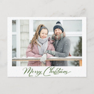 Snows Greenery Calligraphy God Jul 2 Foto Vykort