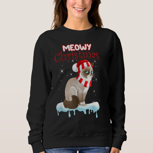 Snowshoe Cat Santa Hat Funny Julklapp Ca T Shirt (Framsida)