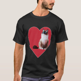 Snowshoe Cat Valentines day Red Heart Kärlek Mamma T Shirt