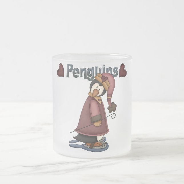 Snowshoe Penguin T-shirts och gåvor Frostad Glasmugg (Center)