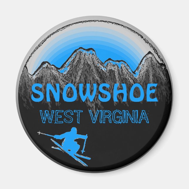 Snowshoe Väster Virginia blue ski magnet (Framsidan)