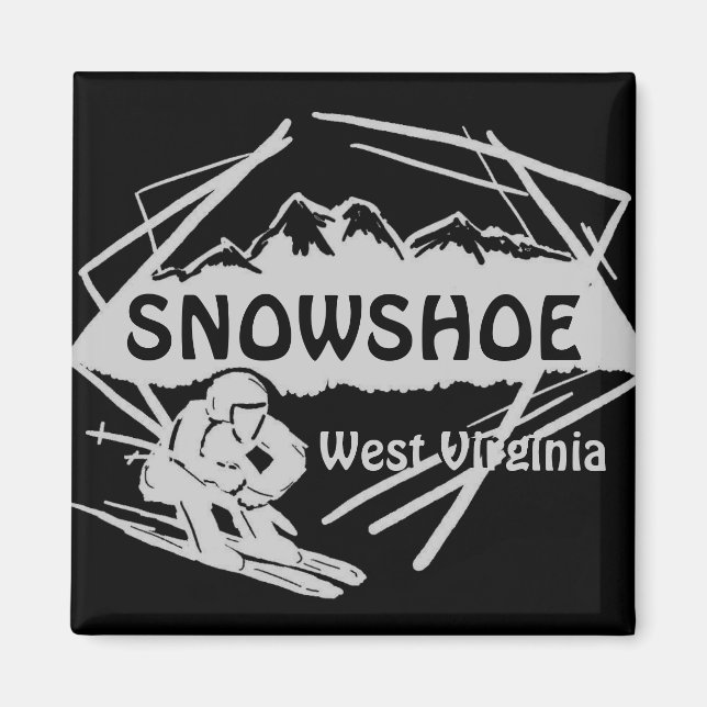 Snowshoe Väster Virginia grått Black  logotyp magn Magnet (Framsidan)