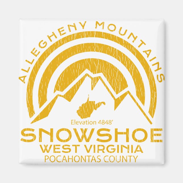 Snowshoe Väster Virginia Mountain Magnet (Framsidan)