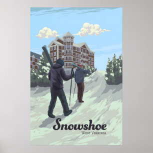Snowshoe West Virginia skidort resa affisch