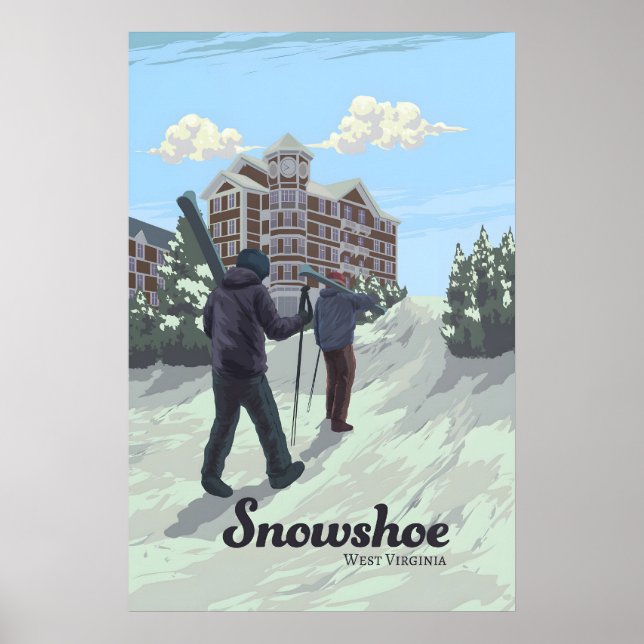 Snowshoe West Virginia skidort resa affisch (Framsidan)