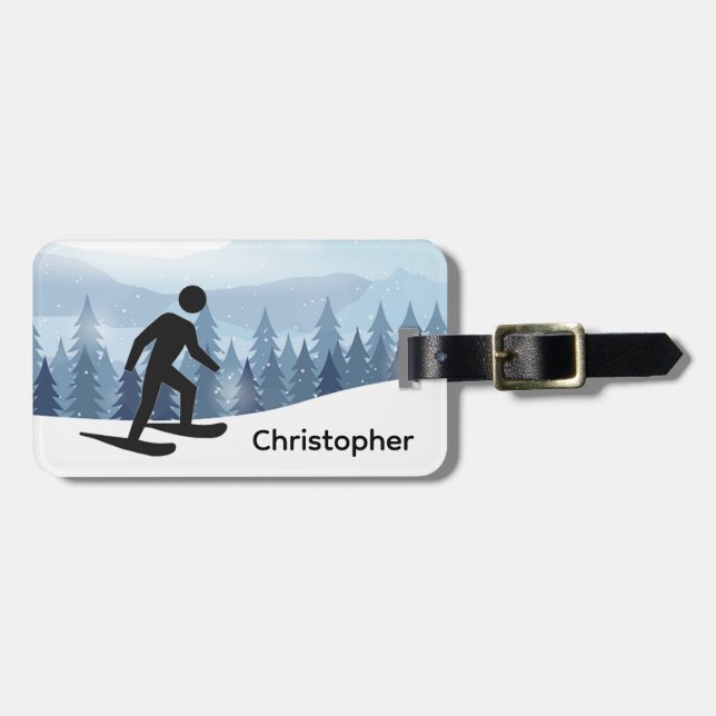 Snowshoeing Design Luggage Tag Bagagebricka (Horisontell Framsida)