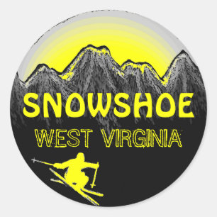 SnowshoeWest Virginia gult skidar klistermärkear Runt Klistermärke