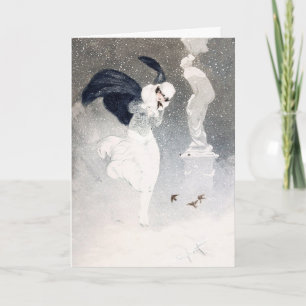 Snowstorm 1920-talets Flapper Girl Folded Greeting Kort