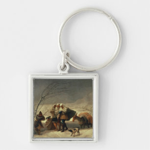 Snowstormen, 1786-87 fyrkantig silverfärgad nyckelring