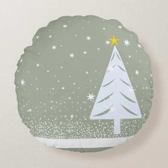 SnowTree & Flakes Rund Kudde (Framsidan)