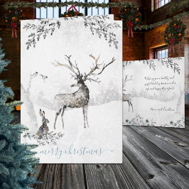 Snowwinter Woodland Reindeer och vänner Helgkort