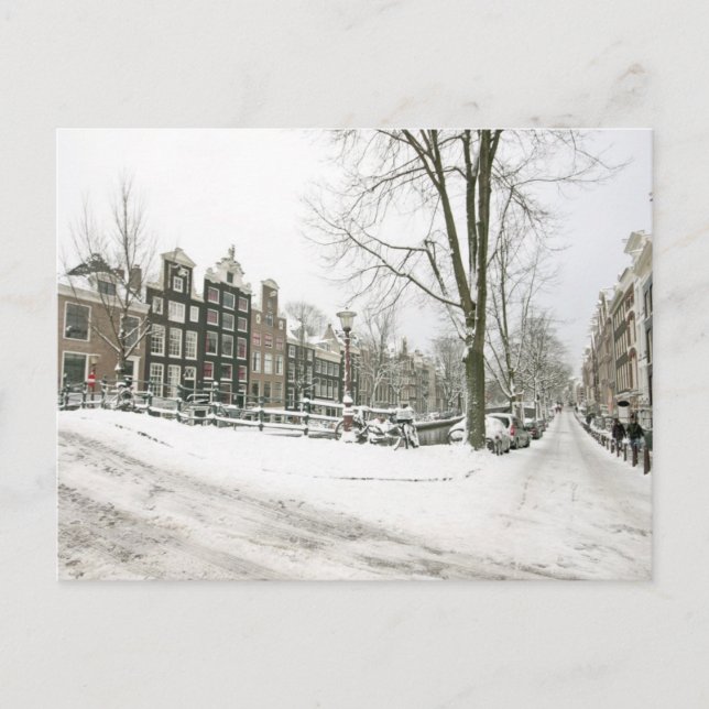 Snowy Amsterdam i Nederländerna Vykort (Framsida)