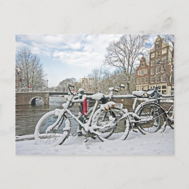 Snowy Amsterdam i Nederländerna Vykort (Framsida)