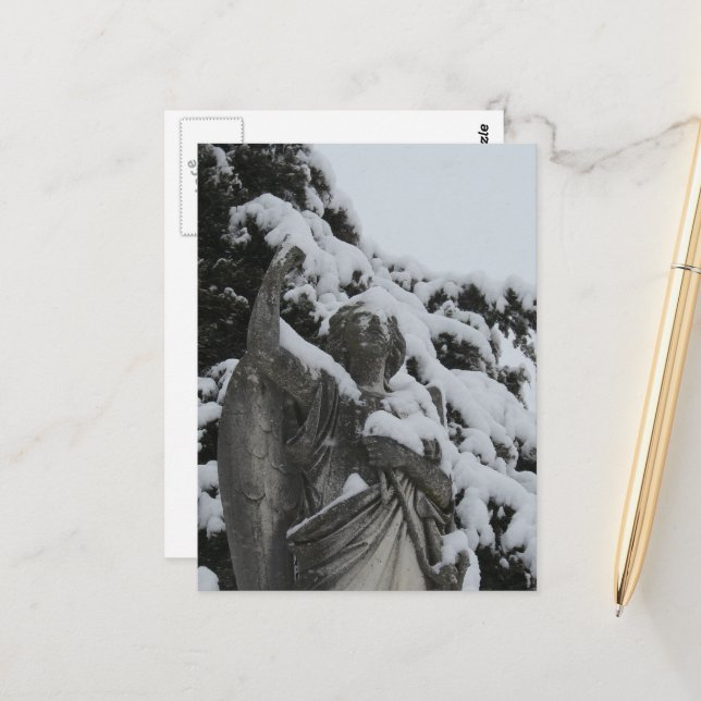 Snowy Angel in Washington, Iowa  Vykort (Fram/Back In Situ)