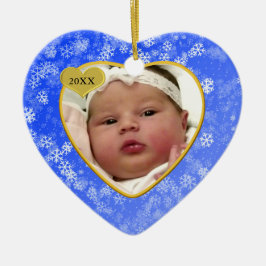 Snowy Babys första julfoto Heart Julgransprydnad Keramik