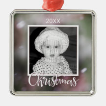 Snowy Background jul Photo Ornament