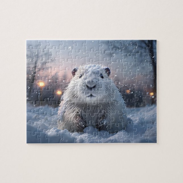 Snowy Beaver Puzzle Pussel (Horisontell)