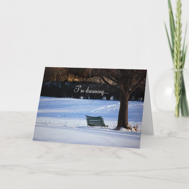 Snowy Bench-julkort Helgkort (Framsida)