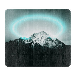 Snowy bergsmystiskt blått neonljus