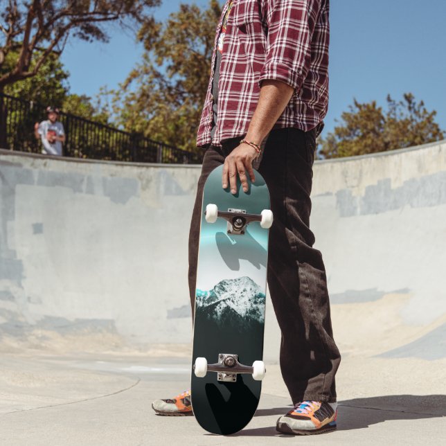 Snowy bergsmystiskt blått neonljus mini skateboard bräda 18,5 cm (Utomhus 2)