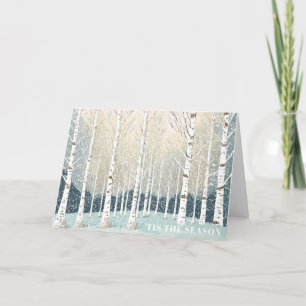 Snowy Birch Träd jul Teal ID1003 Kort