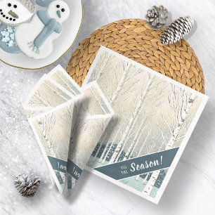 Snowy Birch Träd jul Teal ID1003 Pappersservett