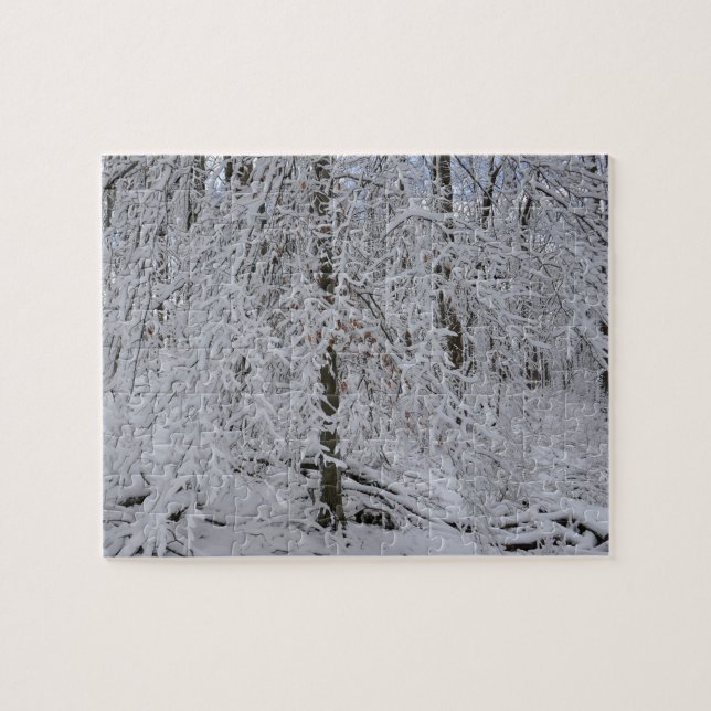 Snowy Birch Tree Canopy Pussel (Horisontell)