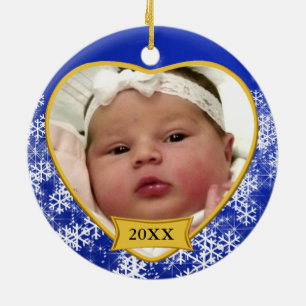 Snowy Blue Baby Fotto jul Ceramic Ornamic Julgransprydnad Keramik