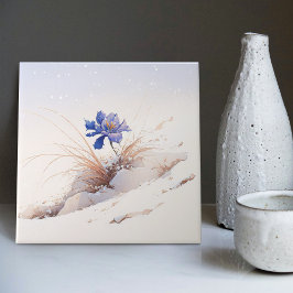 Snowy Blue Mountain Crocus Reborn Flower Ceramic T Kakelplatta