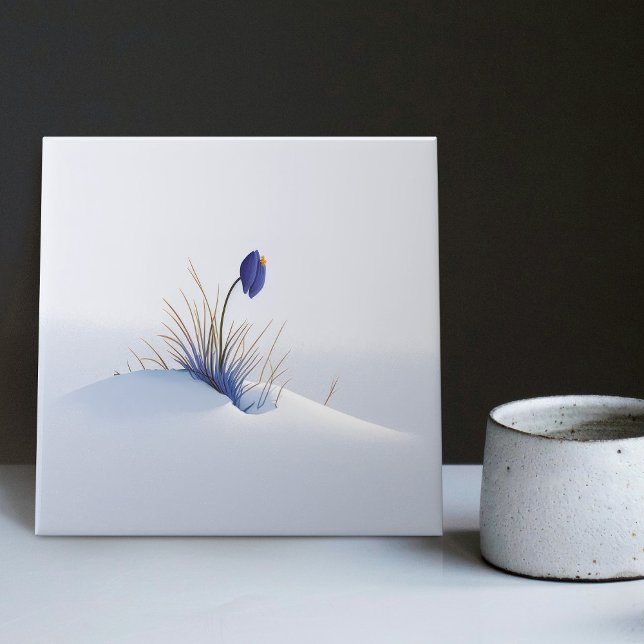 Snowy Blue Mountain Crocus Reborn Flower Ceramic T Kakelplatta (Skapare uppladdad)