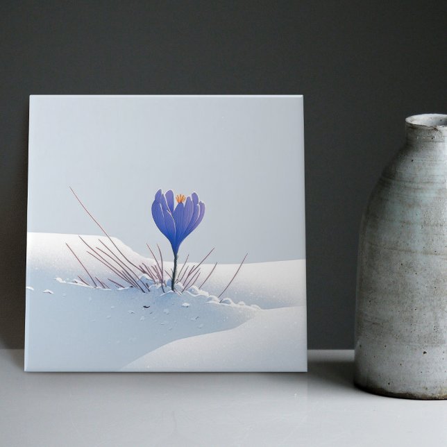 Snowy Blue Mountain Crocus Reborn Flower Ceramic T Kakelplatta (Skapare uppladdad)