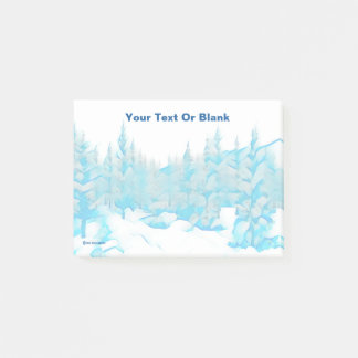 Snowy Blue Träd Post-it Block