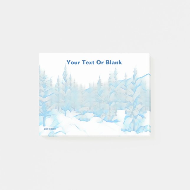 Snowy Blue Träd Post-it Block (Framsida)