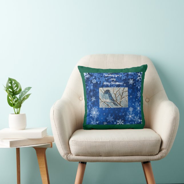 Snowy Bluebird Notecard Kudde (Stol)