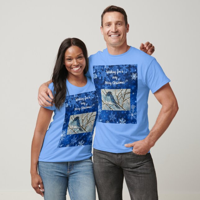 Snowy Bluebird Notecard T Shirt (Unisex)