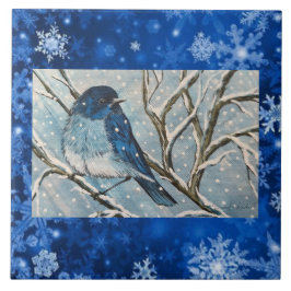 Snowy Bluebird Tile Kakelplatta