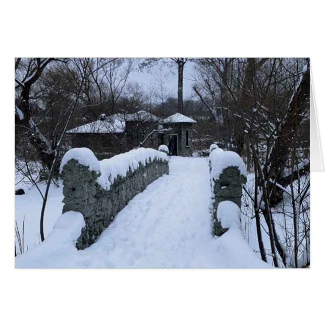 Snowy Bridge Hälsningskort (Framsidan Horizontal)