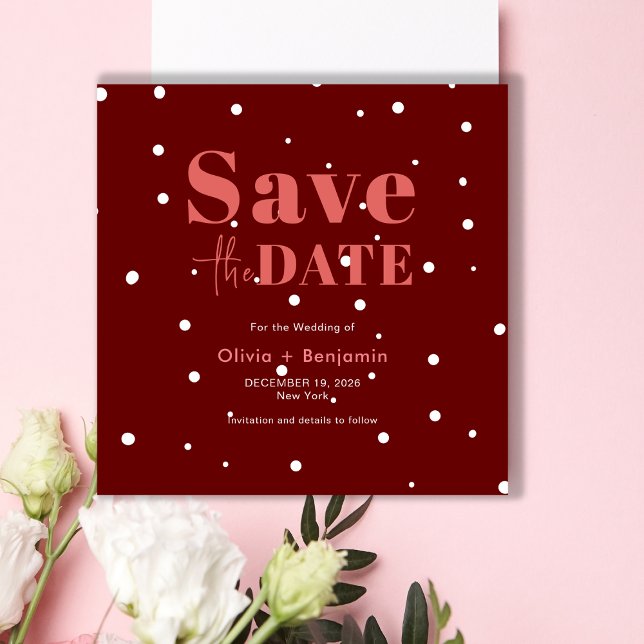 Snowy Bröllop spara datum, enkel jul Inbjudningar (Christmas Green Winter Wedding Save The Date Invitation)